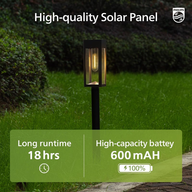 Philips 2 Packs Solar Pathway Lights Outdoor, Glass Metal Led Garden Landscape Lightings, 3000K Warm White, Waterproof for Decor Yard, Walkway, Patio, Driveway, Lawn - Image 5